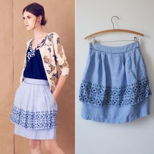 Anthropologie Odille Alphine Dream Skirt chambray